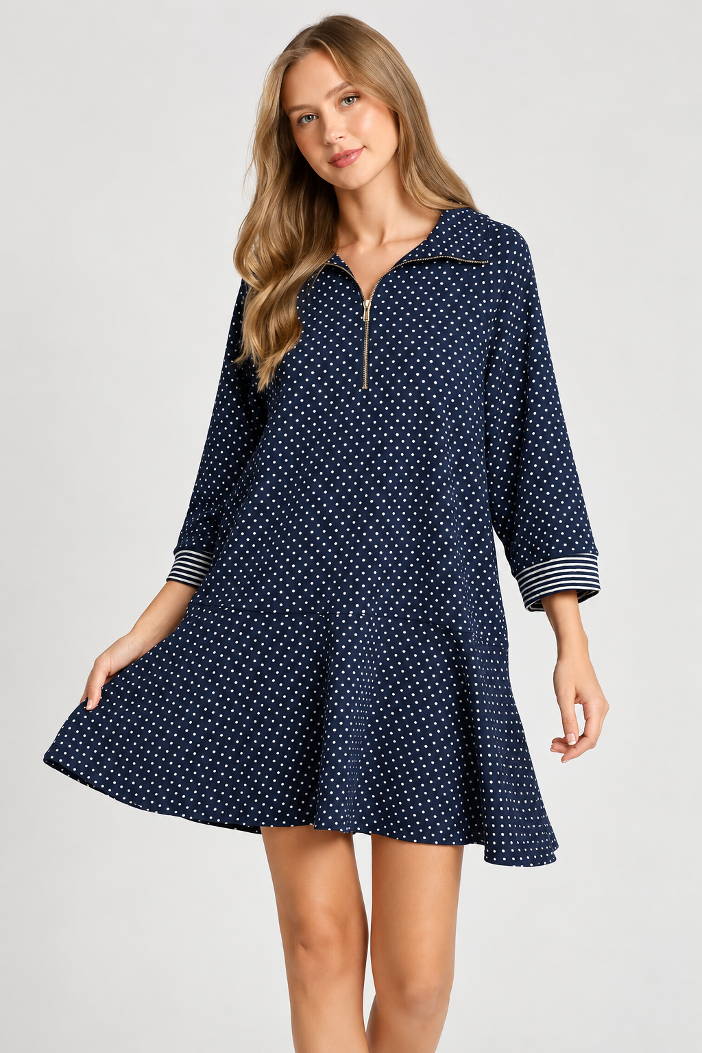 Navy Polka Dot Dress
