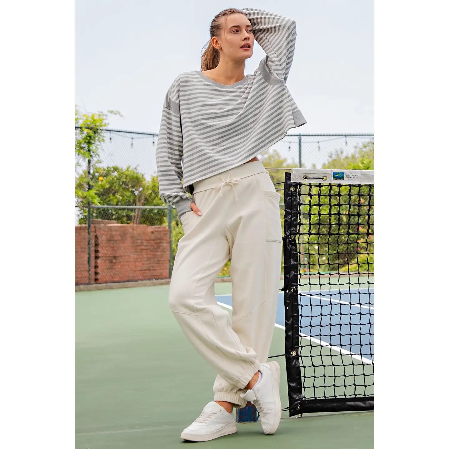 Striped Terry Open Back