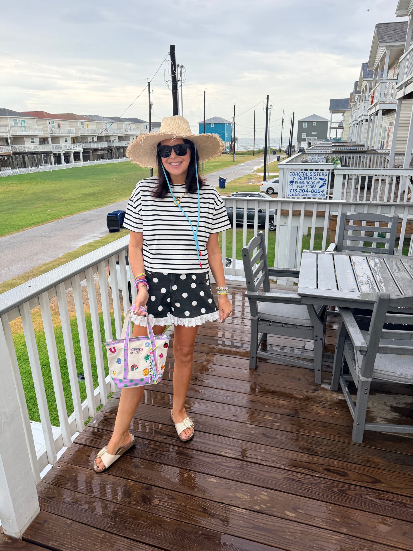 Black DOT Denim Ruffle Short