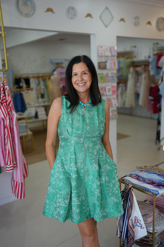 Green Jacquard Dress