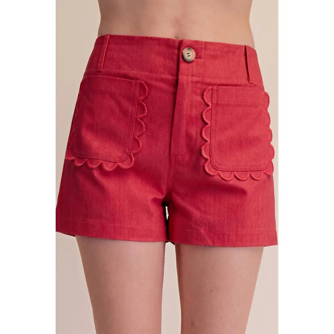 Red Scallop Shorts