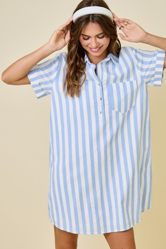 Light Blue Striped Summer Dress