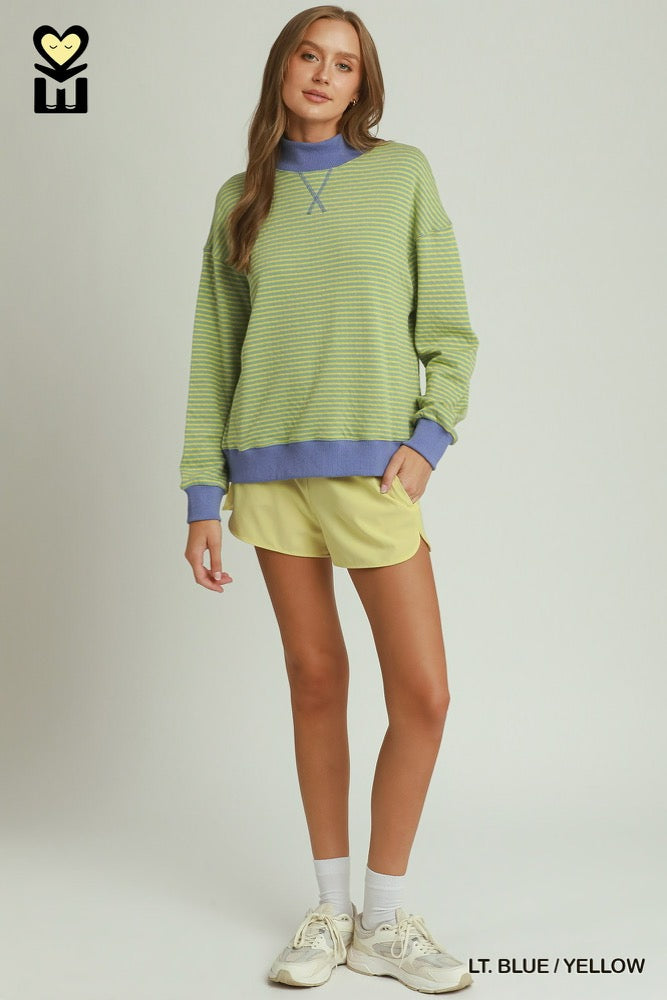 Reversible Dot Stripe Mockneck