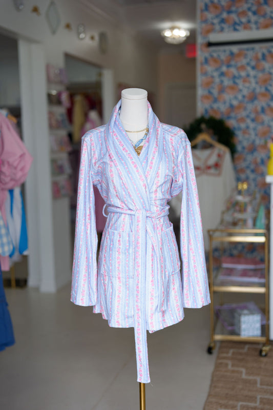 Floral Light Blue Robe & Headband