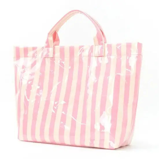 Striped Vinyl Tote Bag