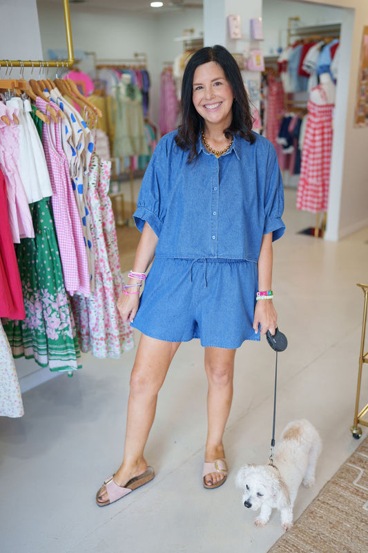 Denim Relaxed Boxer Shorts