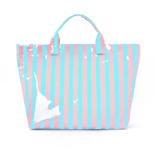 Striped Vinyl Tote Bag