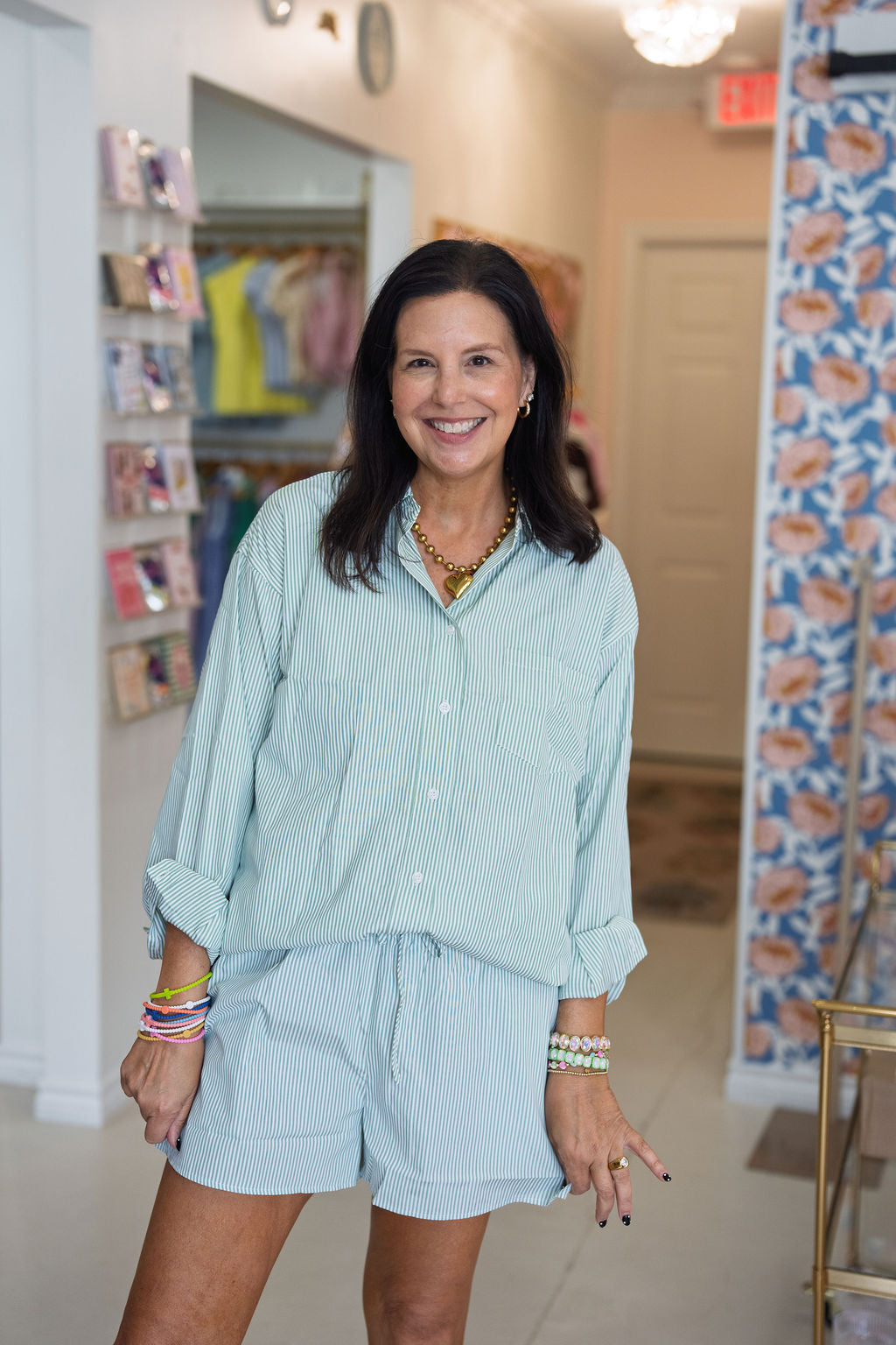 Striped Shirt & Shorts Set