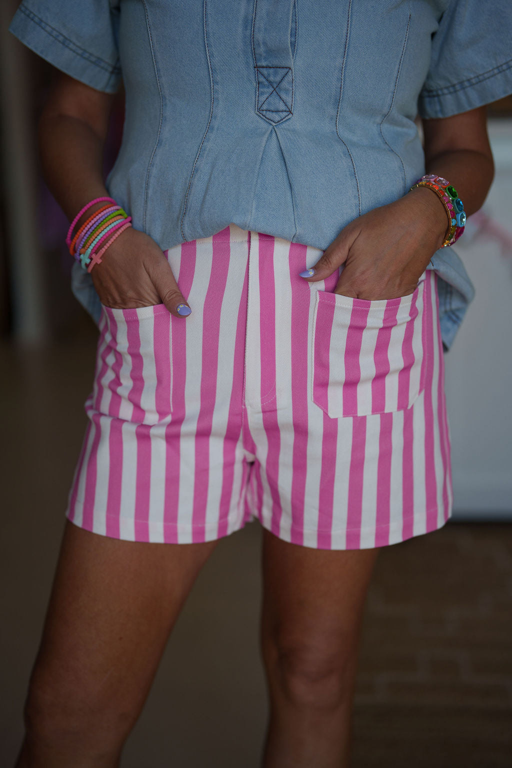 Pink Stripe Shorts