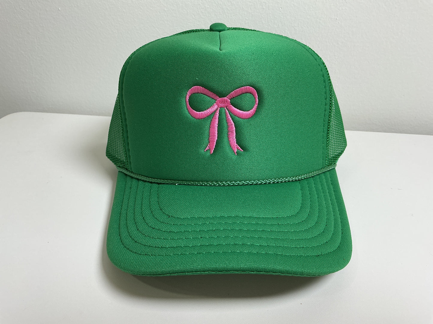 Green Trucker Hat w/ Pink Bow - FINAL SALE