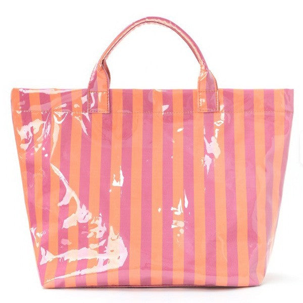 Striped Vinyl Tote Bag