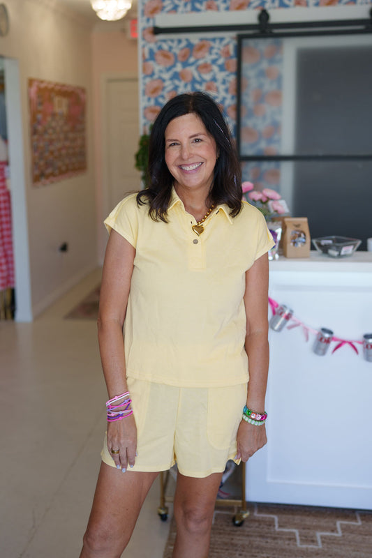 Yellow Polo Short Set
