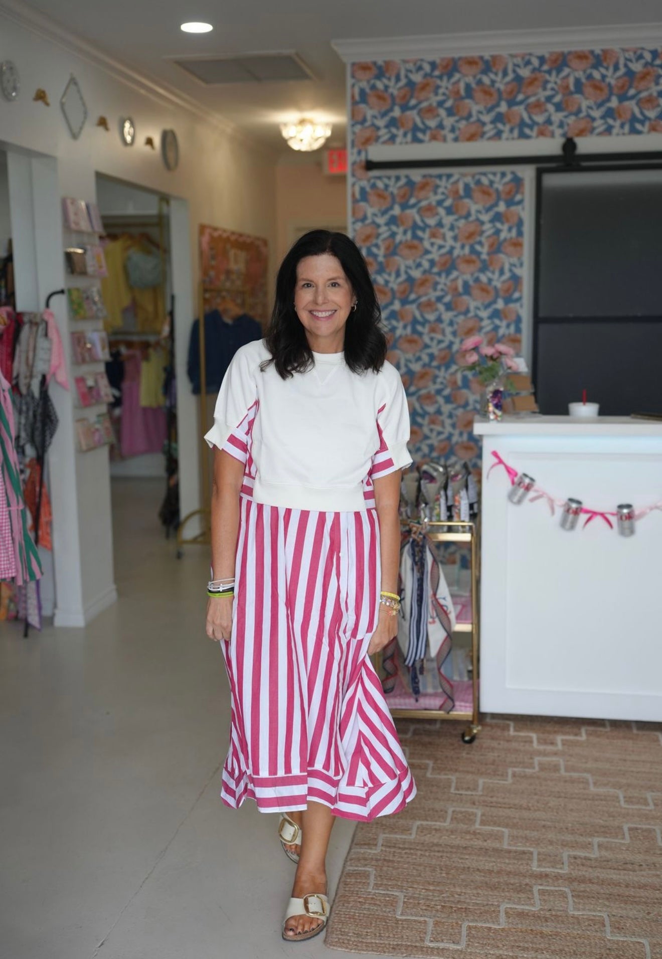 Red Stripe Midi Dress