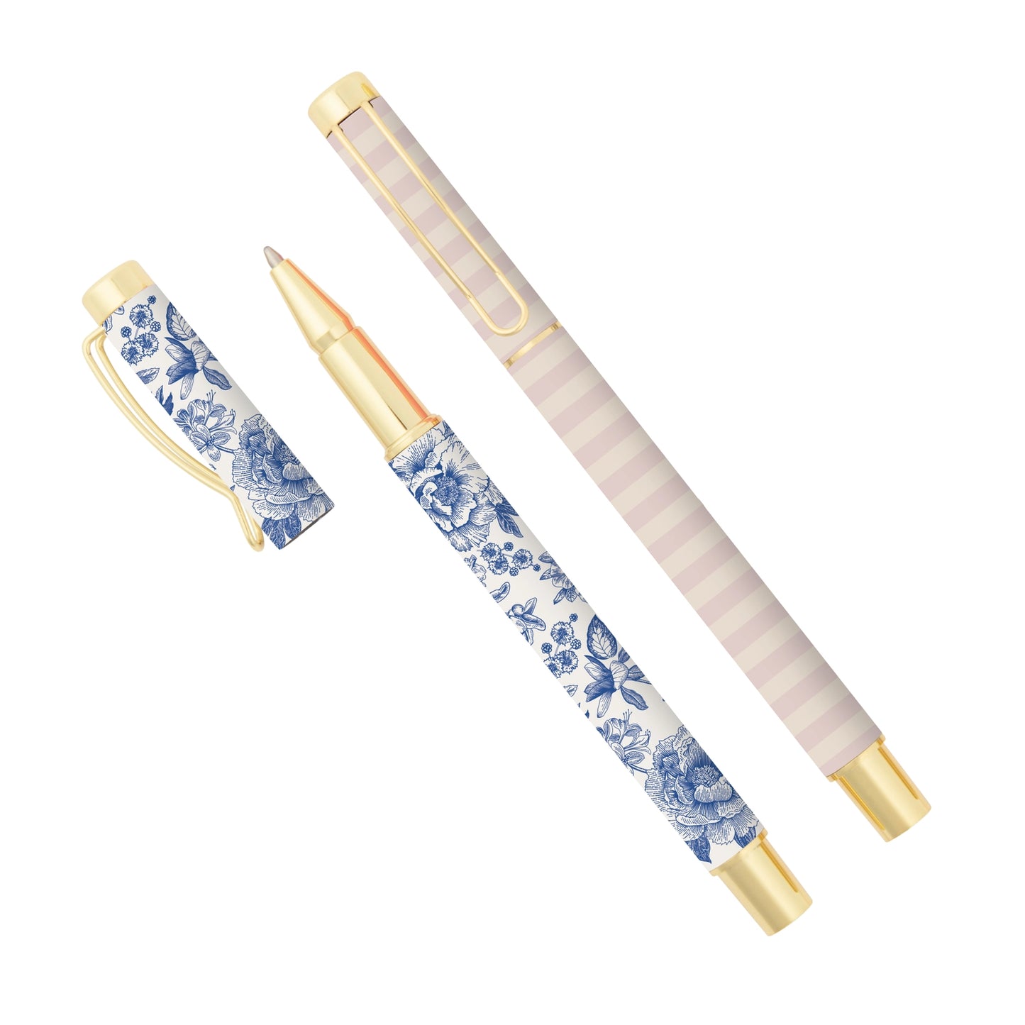Blue floral pen set