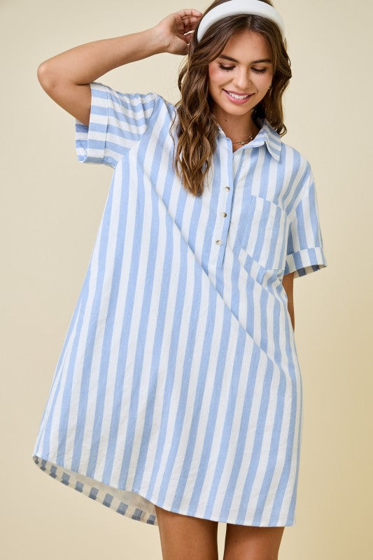 Light Blue Striped Summer Dress