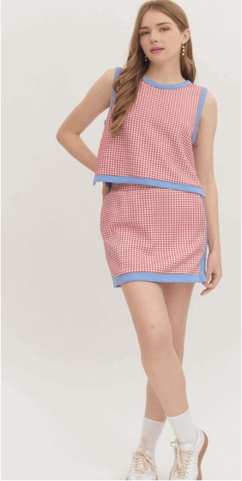 Red Gingham Skort Set