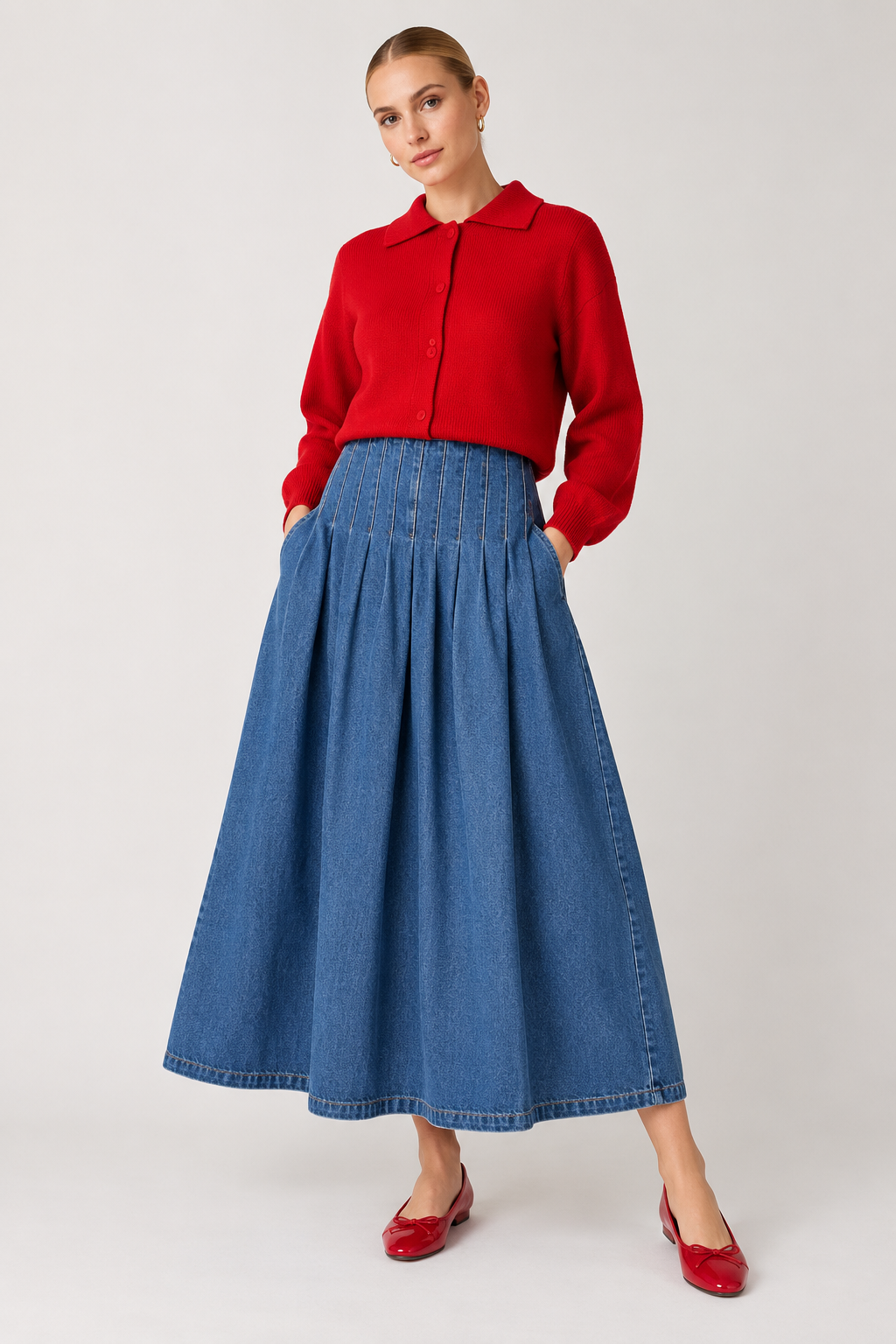 Denim Midi Skirt
