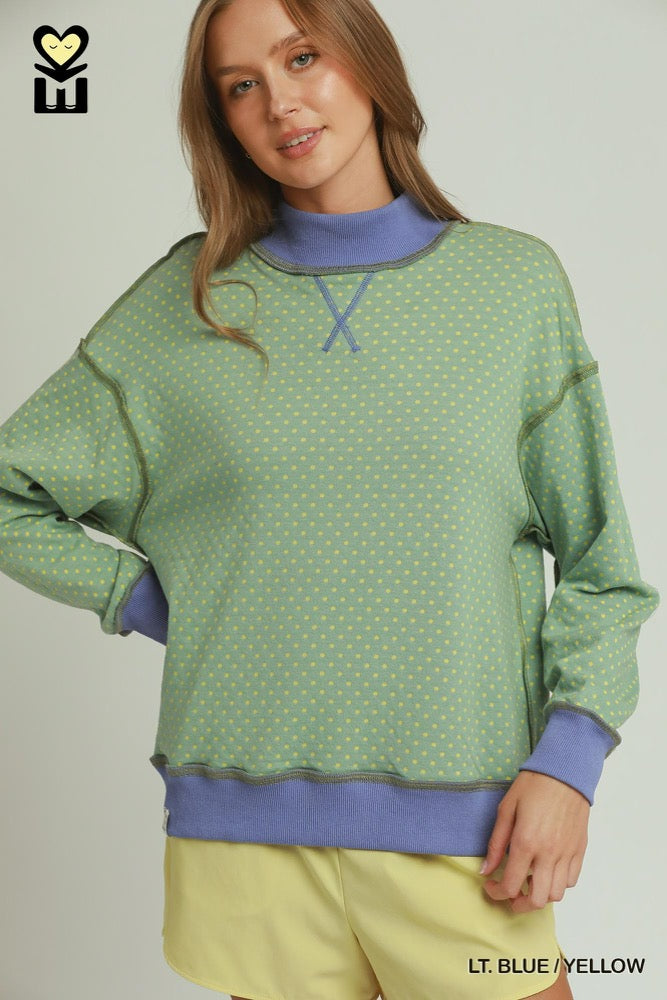 Reversible Dot Stripe Mockneck