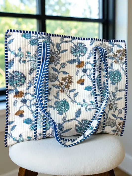 Sasha Blue & White floral tote