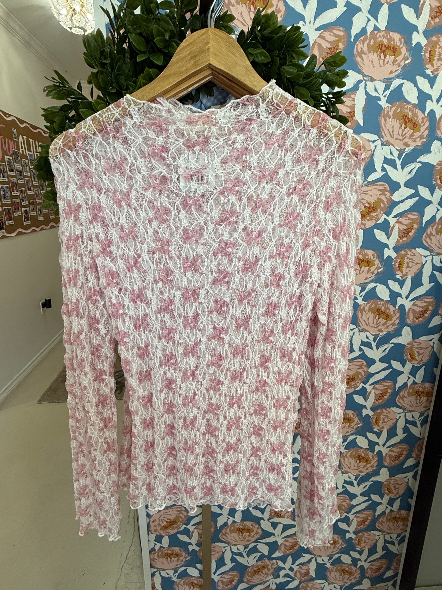 Bow lace sheer top